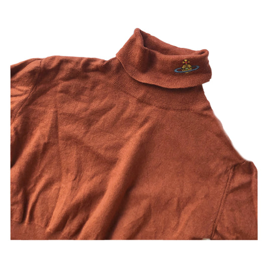 Vivienne Westwood Red Label Terracotta Long Sleeve Knit Turtleneck W/ Orbit Logo