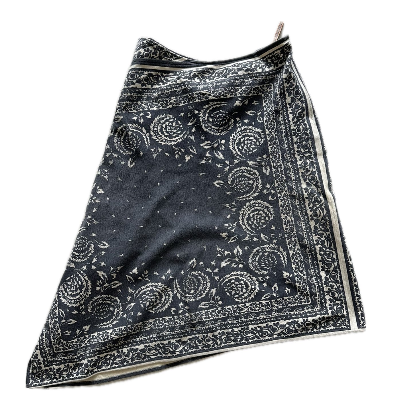 Burberry Blue Label Grey Scarf Print Assymetrical A Line Skirt