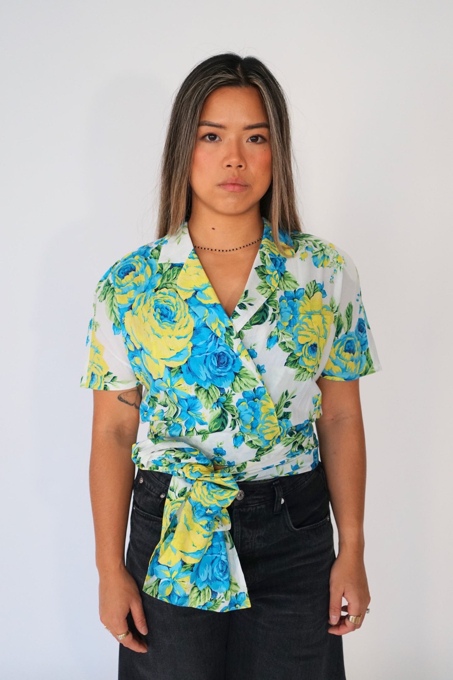 Christian Dior Sports Floral SS Wrap Blouse