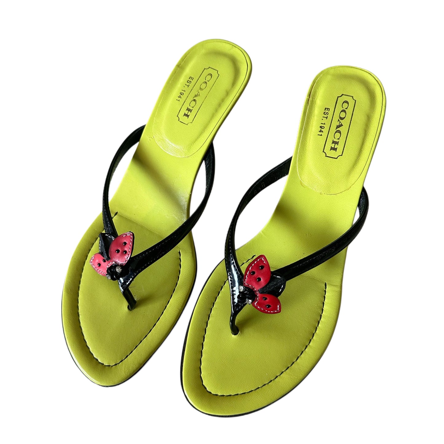 Coach Ladybug Rhinestone Thong Sandal Heels