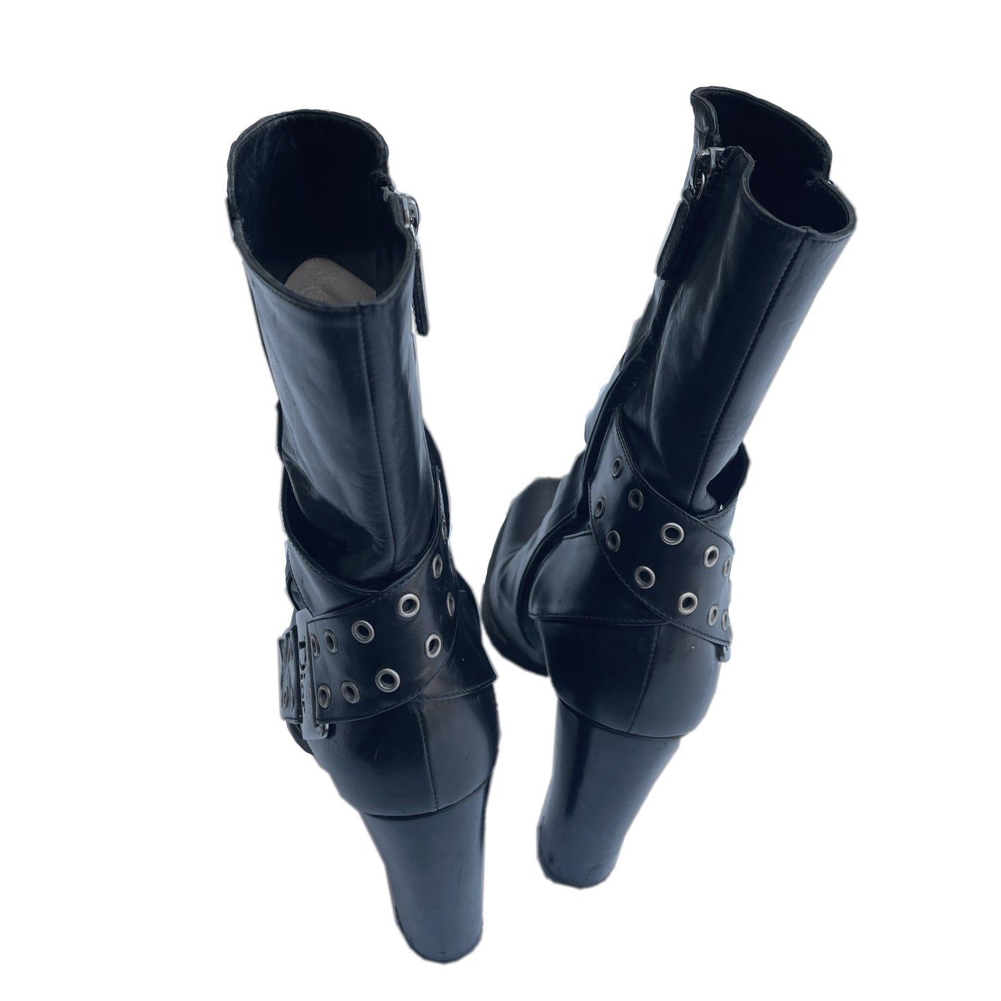 Christian Dior Buckle Leather Ankle Boots