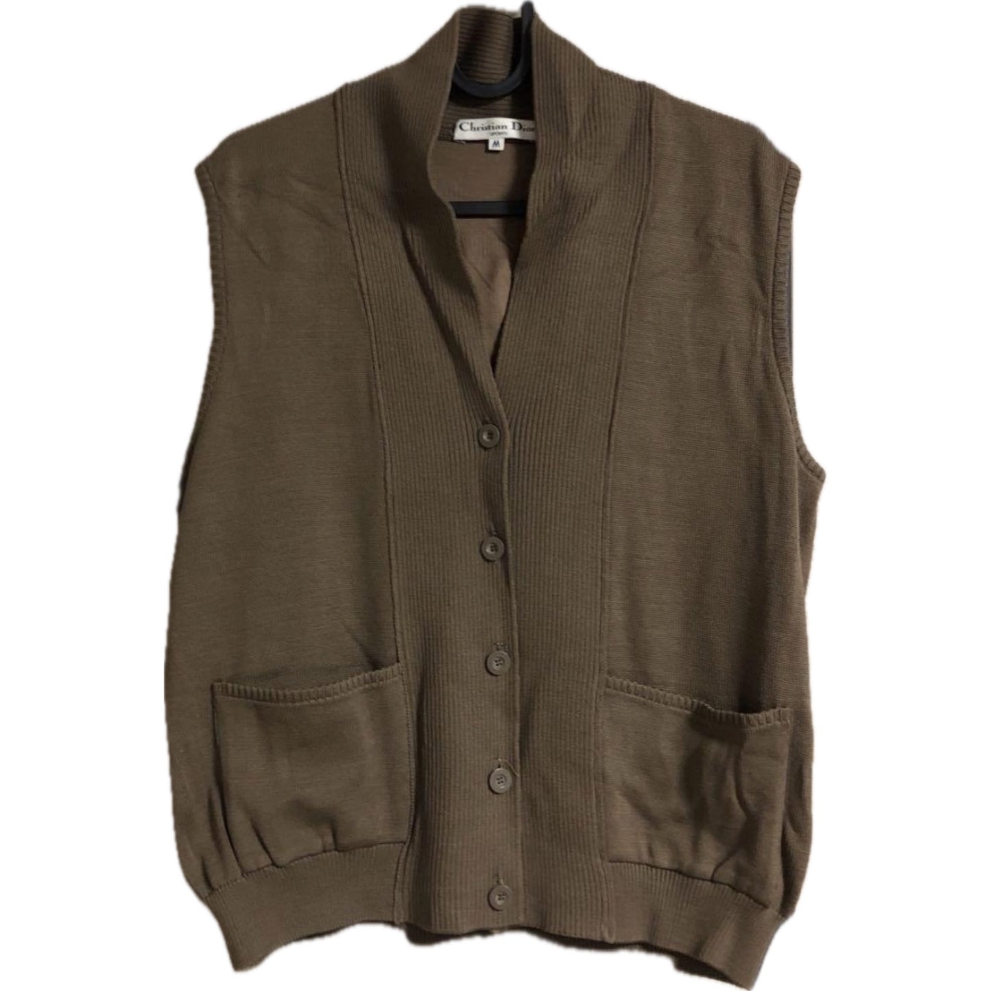 Christian Dior Sports Brown Quilted Logo Embroidery Button Down Vest