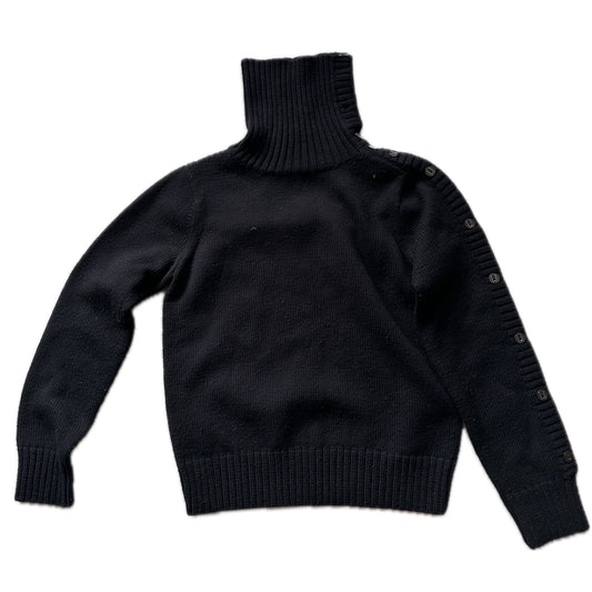 Burberry London Wool Turtleneck Side Button LS Knit