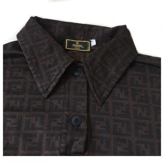 Fendi Brown/Black Zucca Print Polo