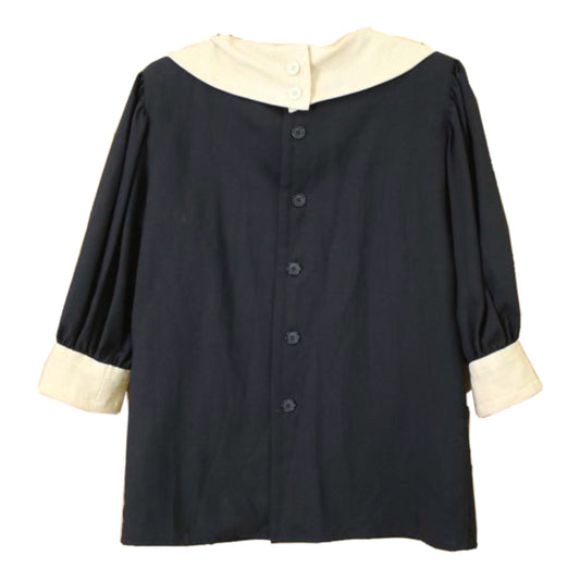 Yves Saint Laurent Shoulder Pad Sailor Neck 3/4 Sleeve Blouse Marked Size