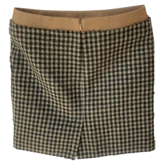 Celine Wool Checkered Skirt w Plain Cotton Waist