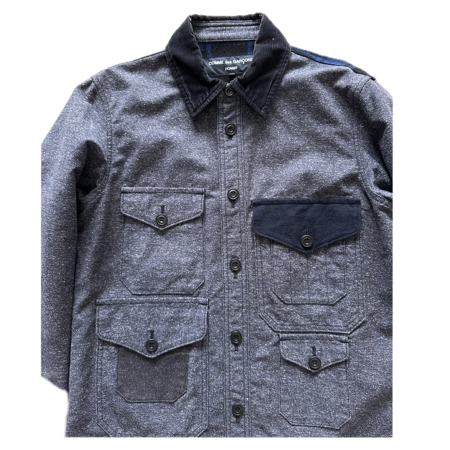 Comme Des Garcons HOMME AD2014 Navy Wool Patch Trucker Shacket