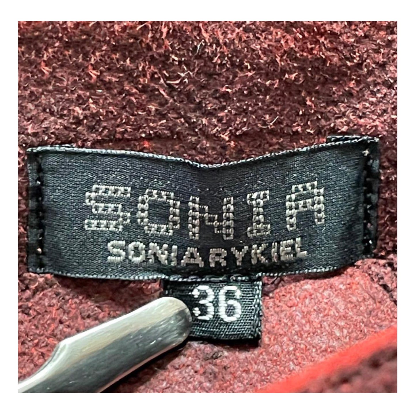 Sonia Rykiel Suede Leather Red Double Buckle Skirt