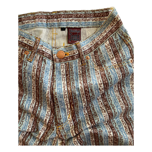 Jean Paul Gaultier Cryptic Writing Stripe Straight Leg Jeans