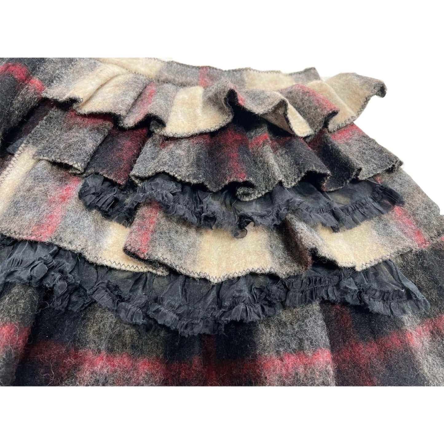 Dolce & Gabbana Wool Plaid Pleated Wrap Skirt w Leather Buckle