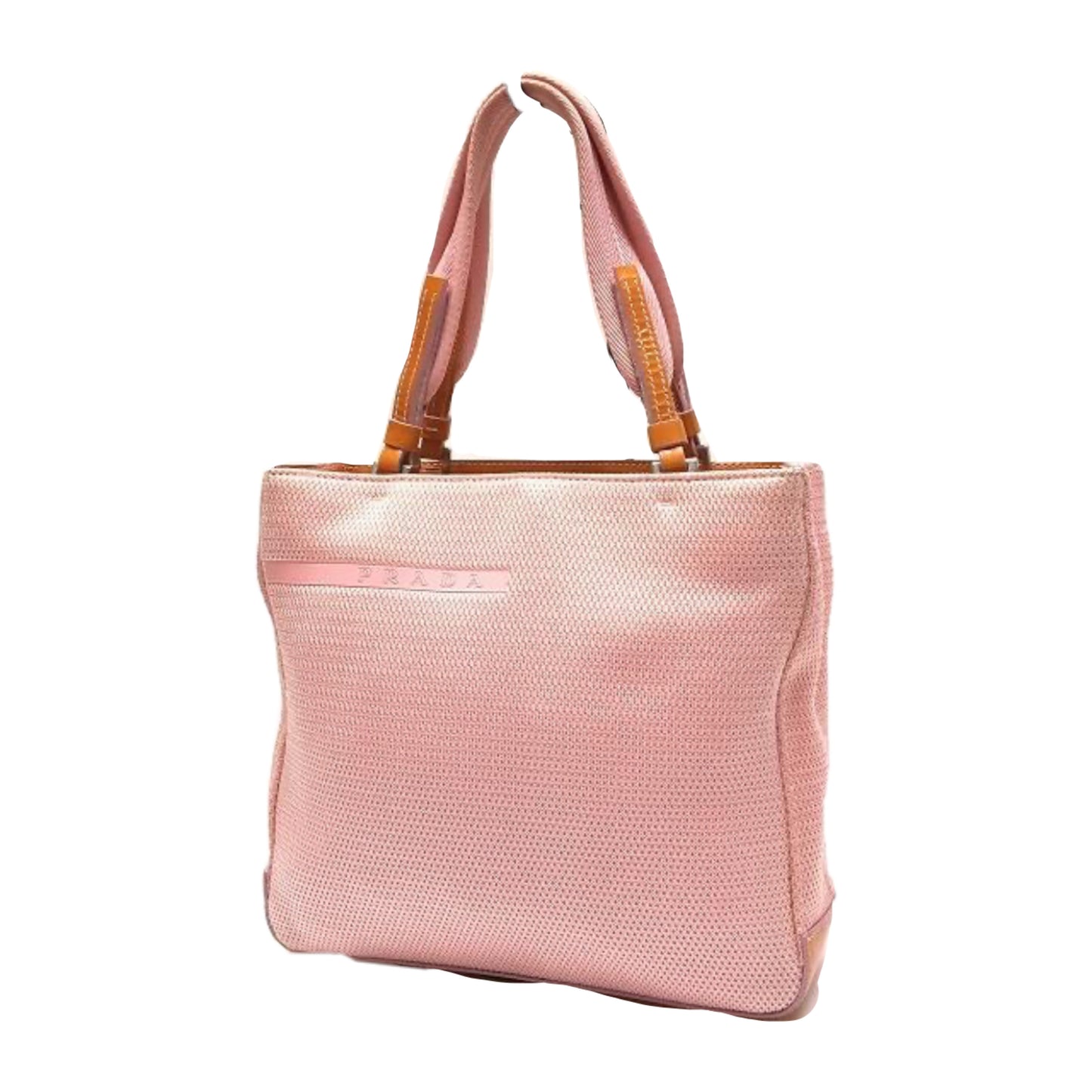 Prada Pink/Orange Mesh Canvas Tote Bag