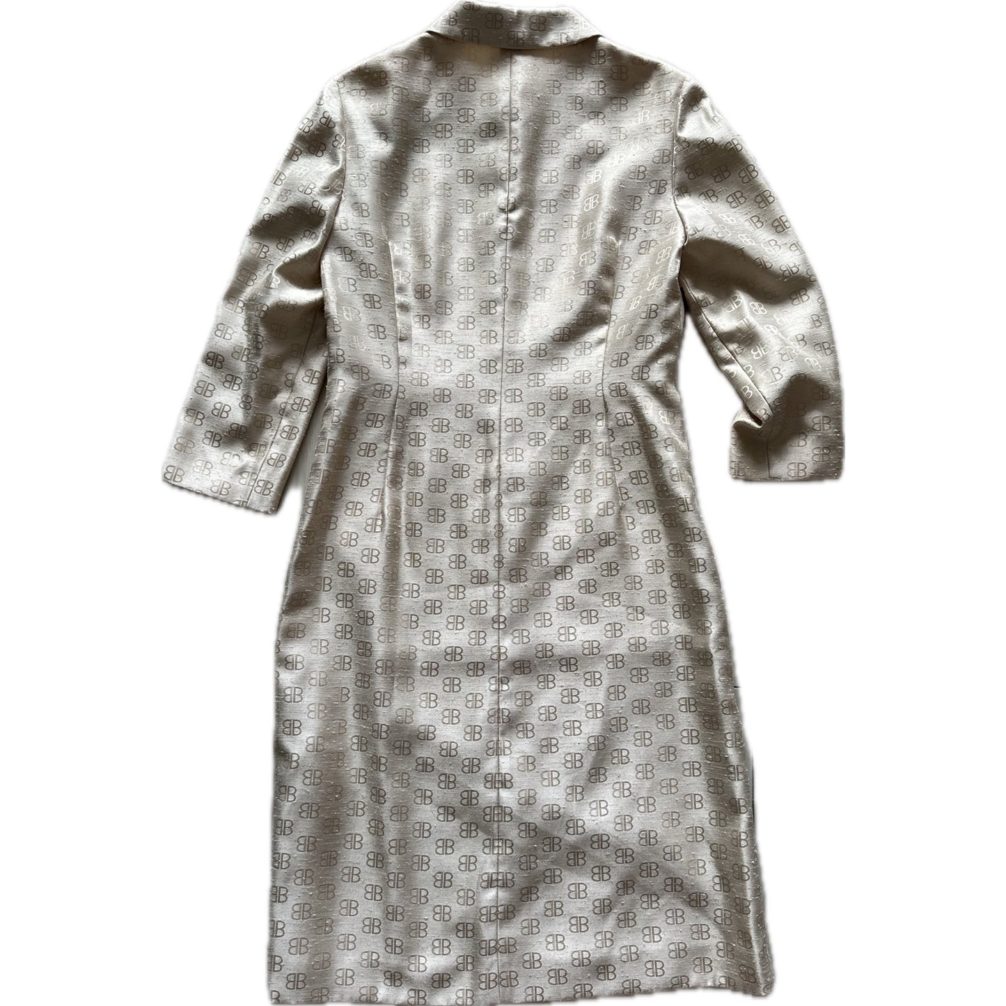 Balenciaga Logo LS Silk Monogram Dress