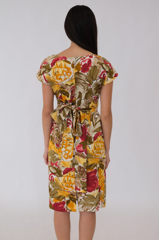 Celine Vintage Floral Boat Neck SS Dress
