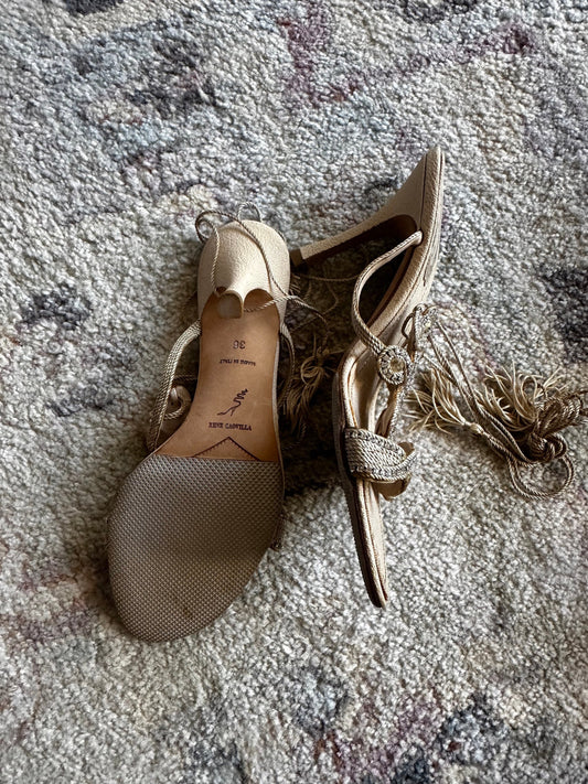 Rene Caovilla Rhinestone Wrap Sandal Heels