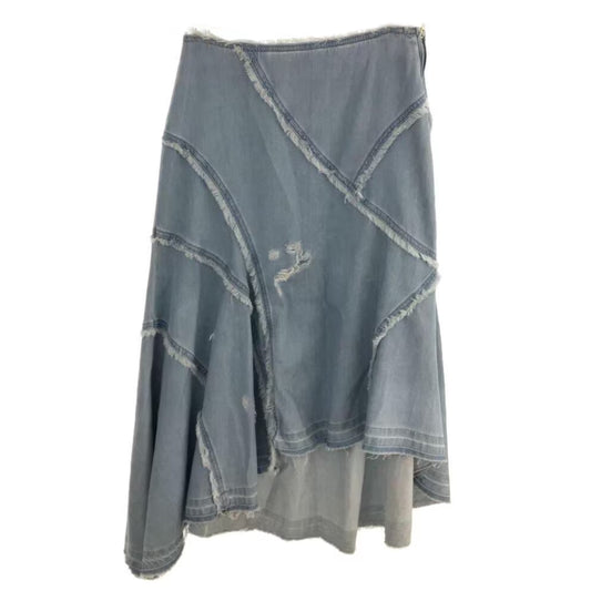 Blumarine Denim Fray Assymetrical Skirt