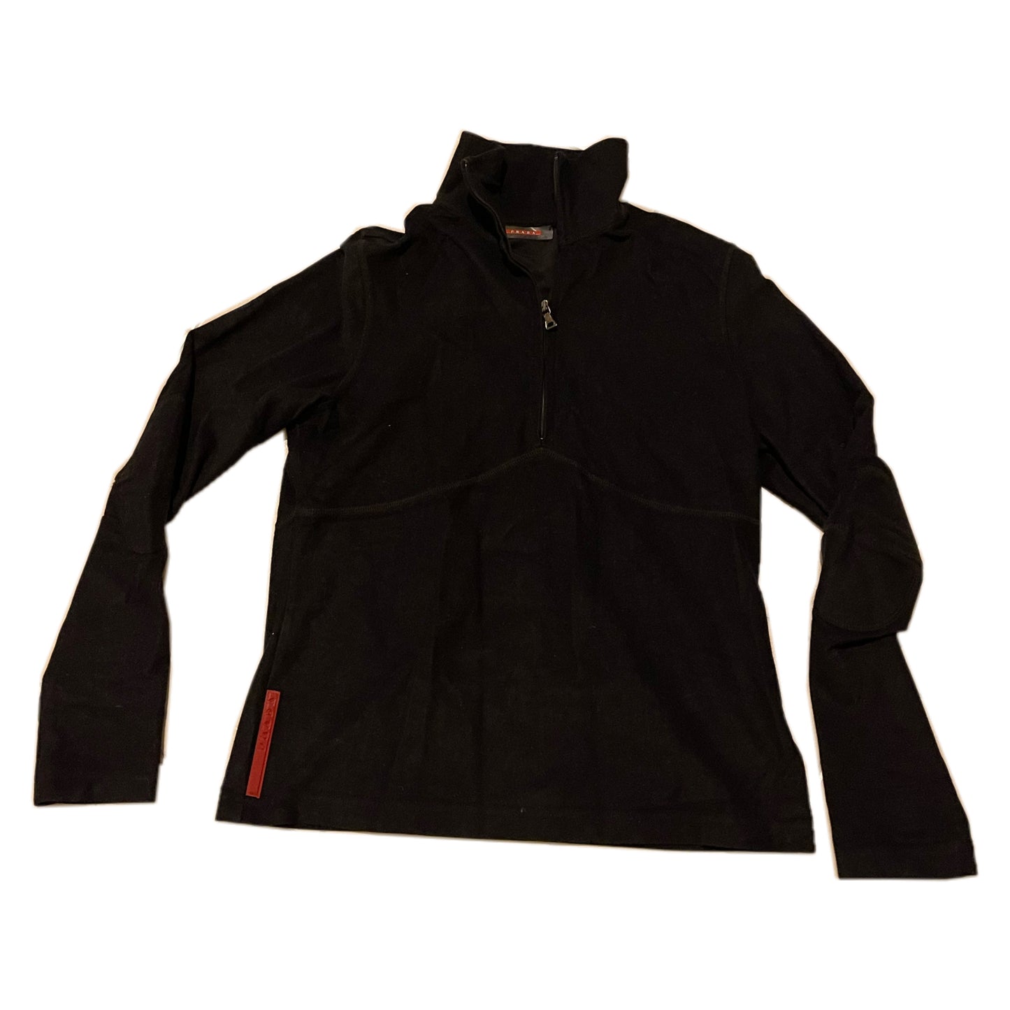Prada Sport 1/2 Zip Fleece Turtleneck LS Patch Top