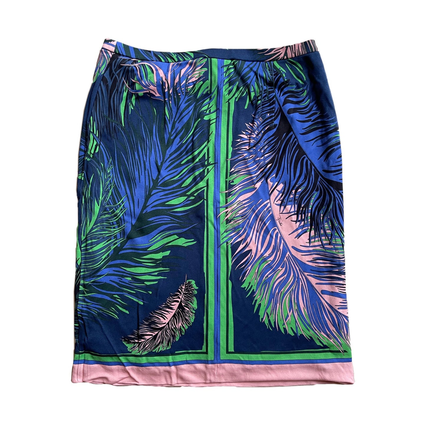 Emilio Pucci Palm Print Skirt W Matching Scarf/Belt