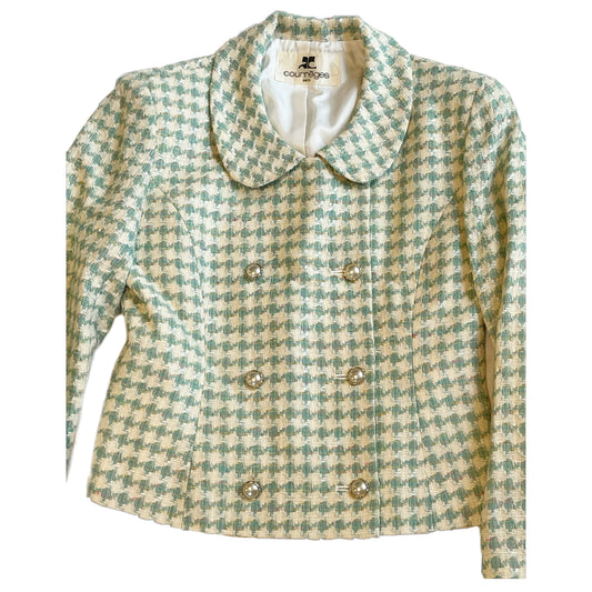 Courreges Tweed Pearl Button Jacket & Skirt Set