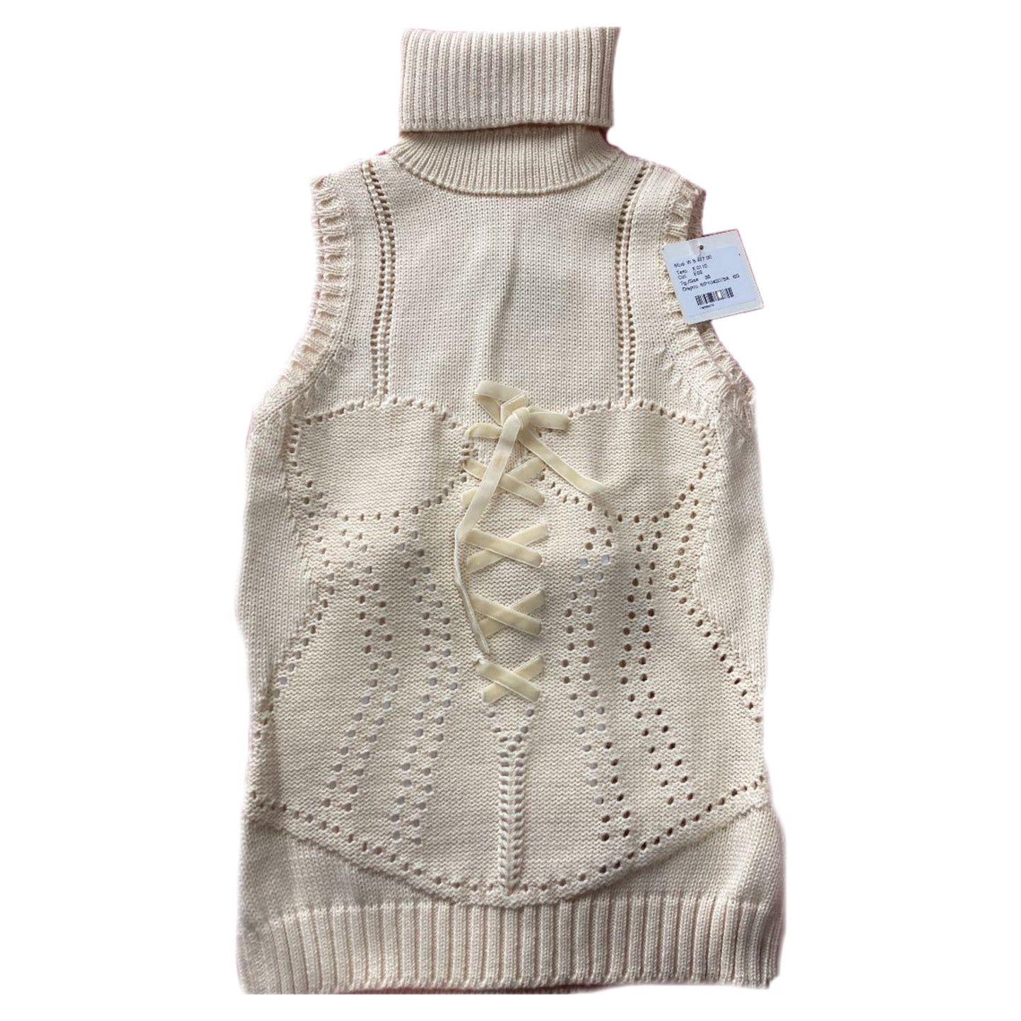 Moschino Jeans Turtleneck Sless Lace Up Knit Top