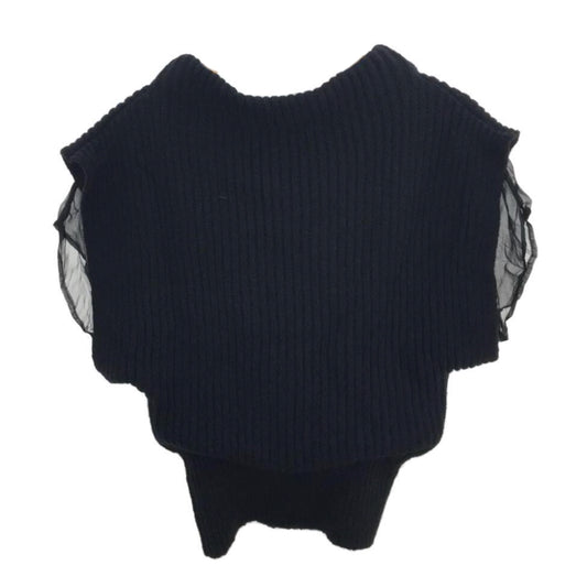 Valentino Alpaca Wool Blend Knit Silk Layered SS Top