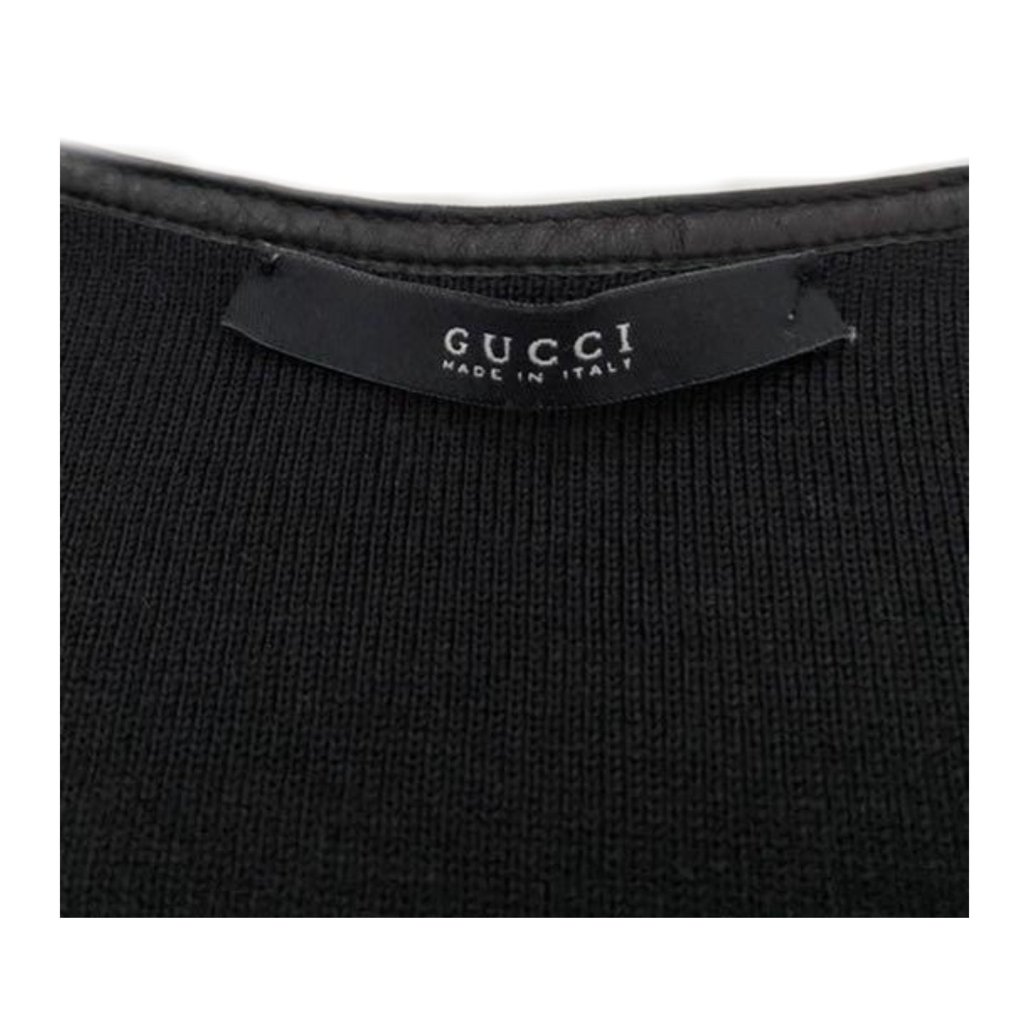 Gucci Ribbed Leather Trim Side Zipper Tank Top