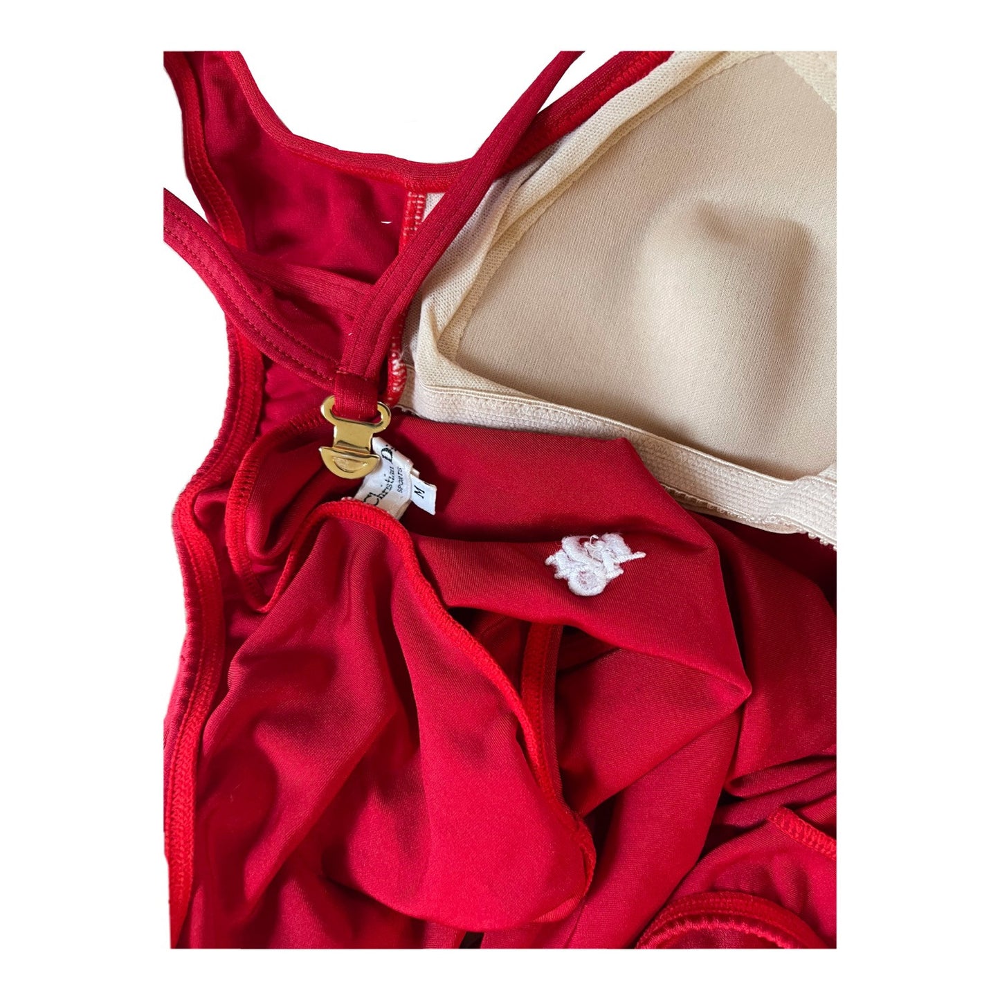 Christian Dior One Piece Logo Cut Out Back Swimsuit