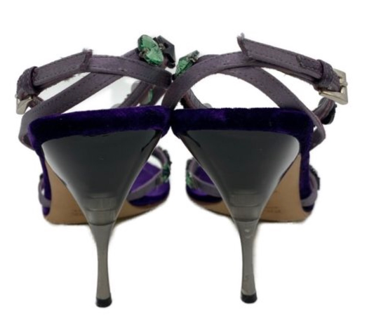 Prada Velvet Jewelled Strappy Sandals Sz37.5