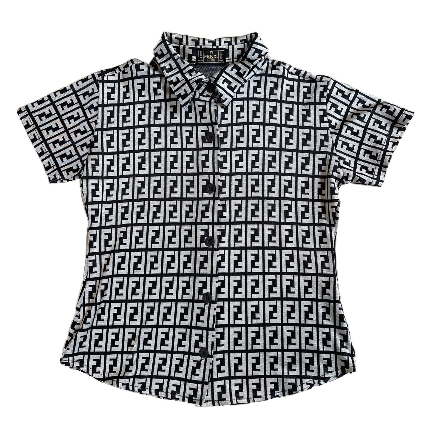 Fendi Zucca Logo Button Down Polo