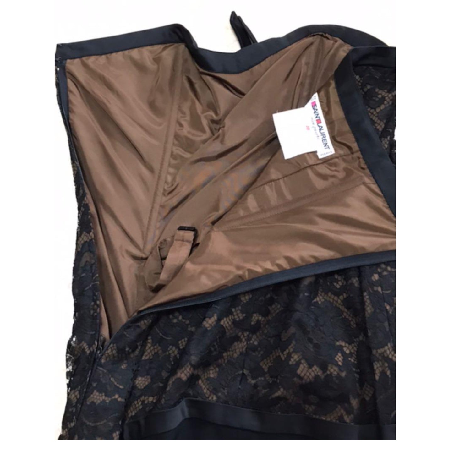 Saint Laurent Lace Black Strapless Dress