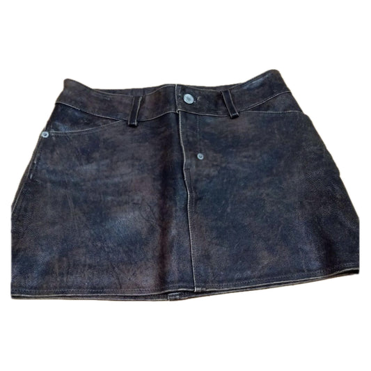 DKNY Leather Distressed Wash Mini Skirt