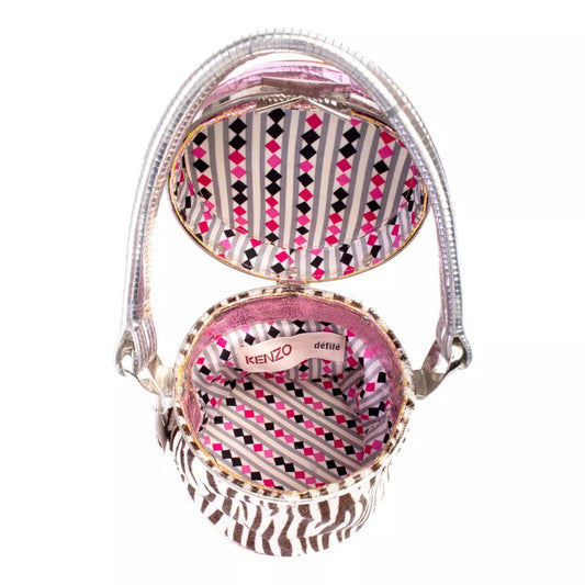 Kenzo Calf Leather Zebra Print Bucket Bag