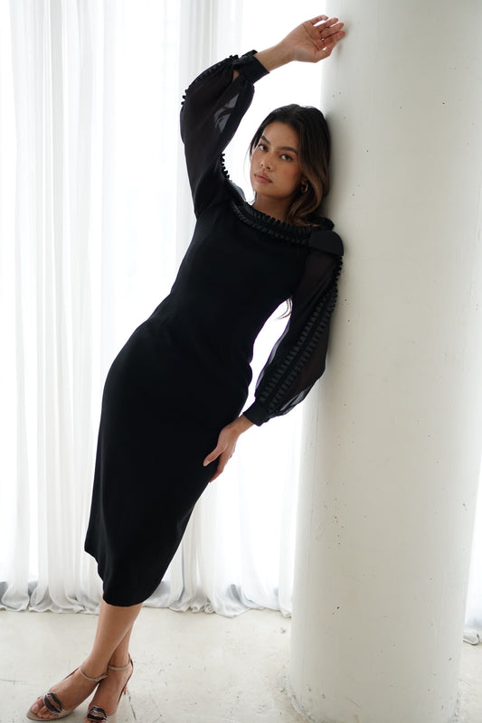 Givenchy Boutique Hi Formal Bow Detail Shoulder LS Shift Dress