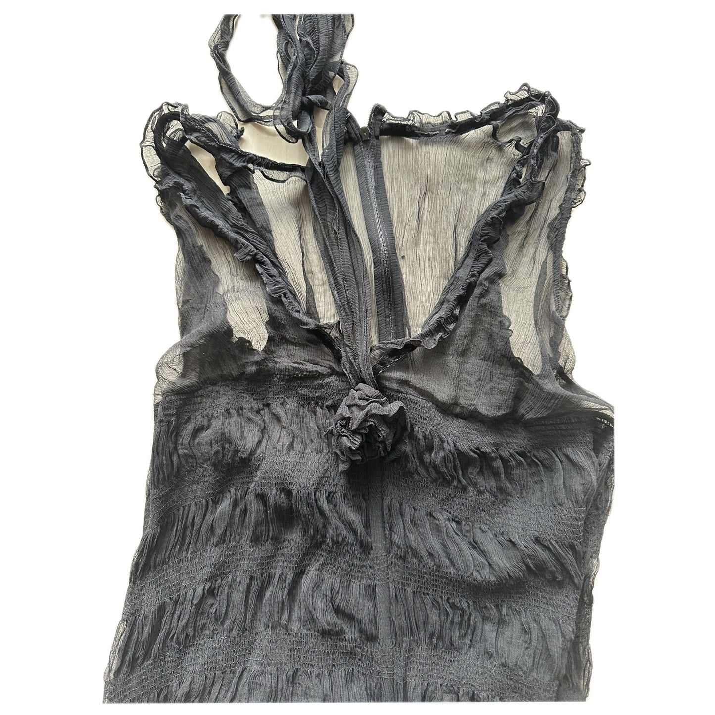 Dolce & Gabbana Silk Sheer Sless Corset Blouse w Wire & Rose Applique