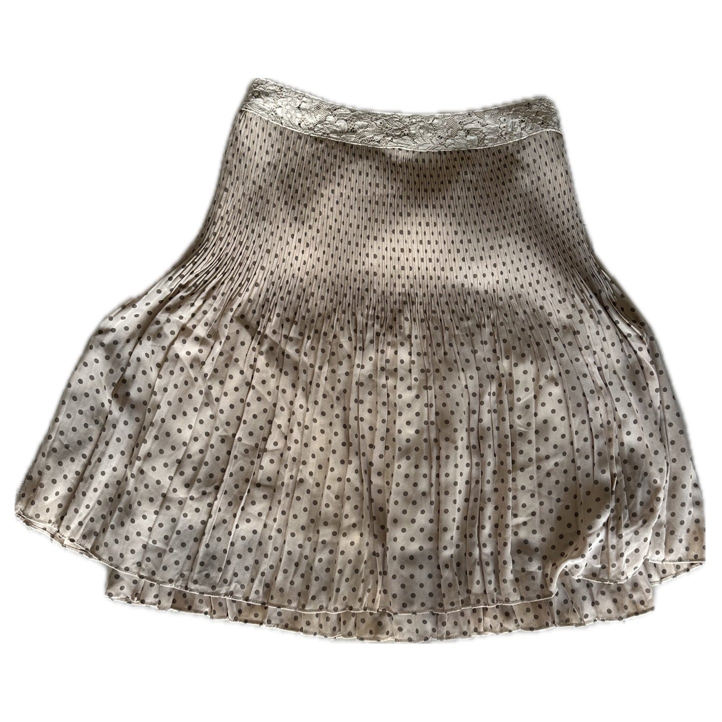 Courreges Lace Waist Pleated Polka Dot Skirt
