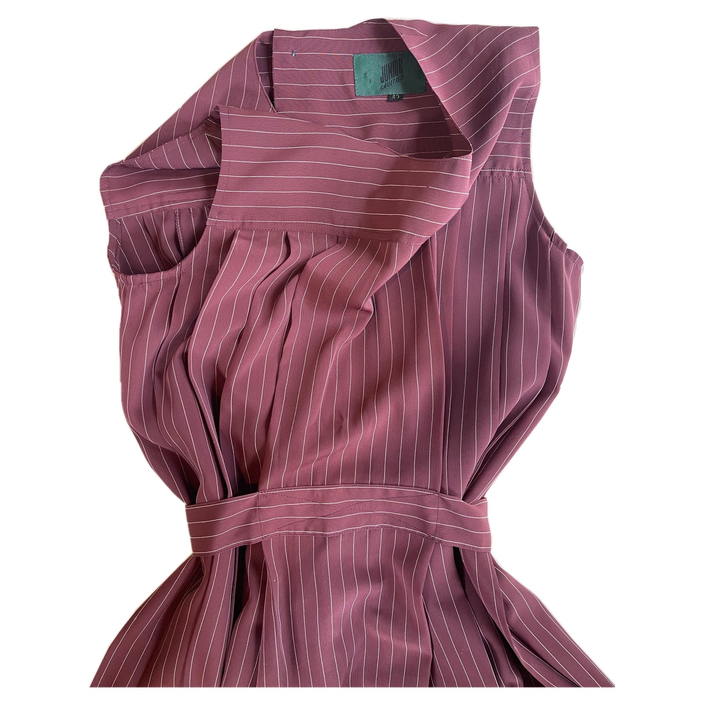 Jean Paul Gaultier Junior Pinstripe Sless Pleated Belted Dress