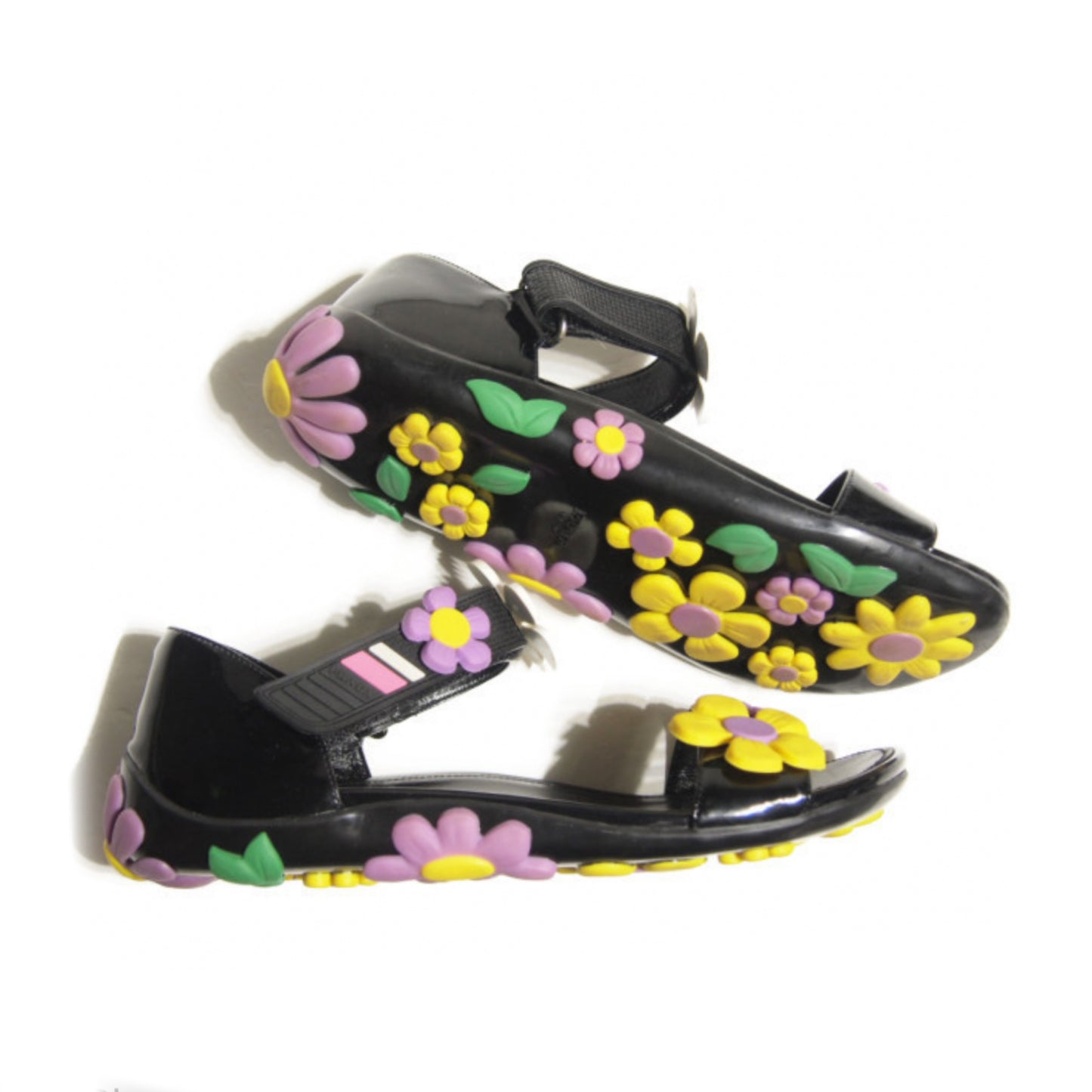 Prada Floral Rubber Velcro Sandals