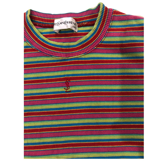 Yves Saint Laurent YSL Logo Multi Stripe Tee