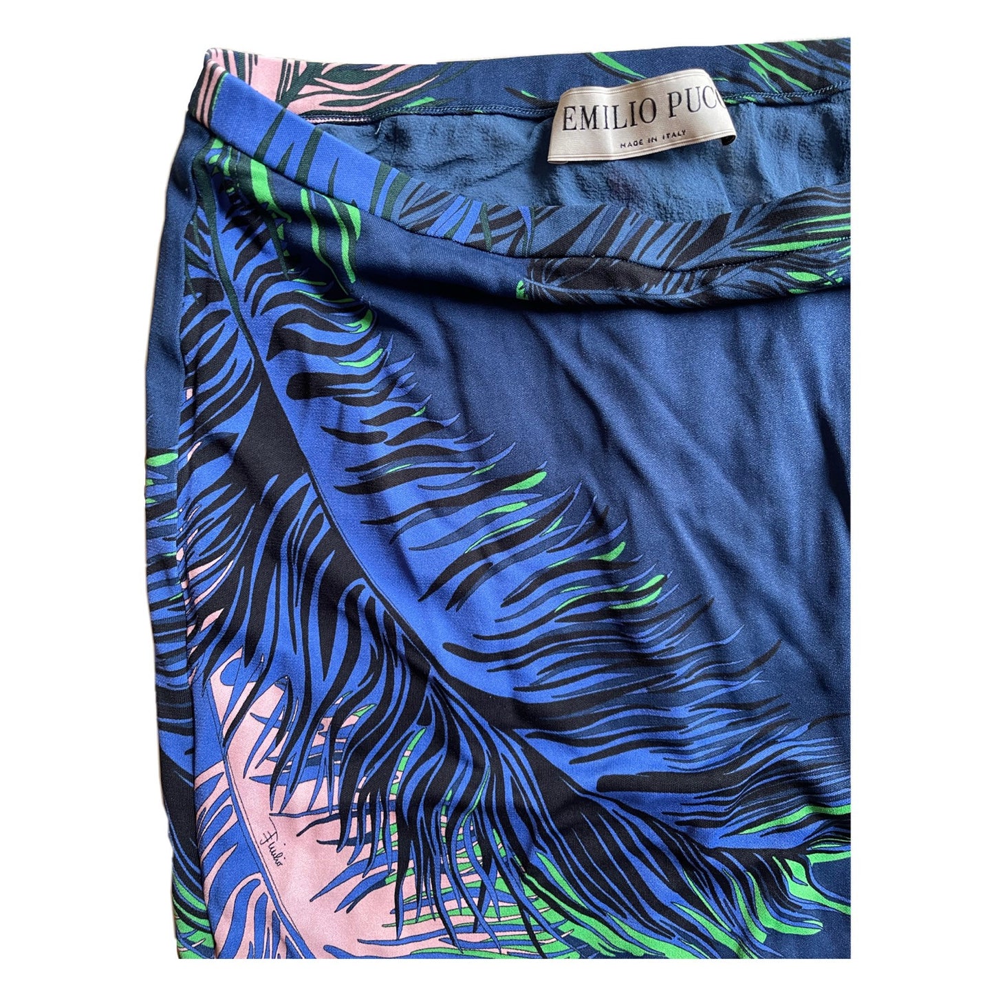 Emilio Pucci Palm Print Skirt W Matching Scarf/Belt