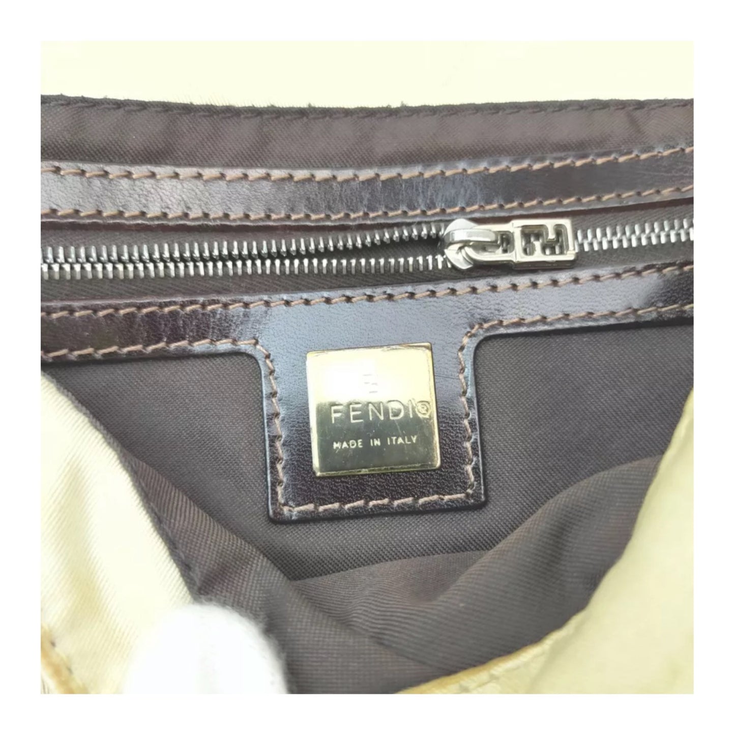 Fendi Cream/Beige Material Baguette Handbag