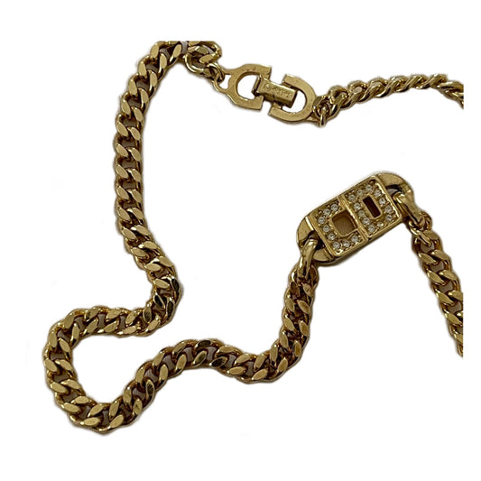 Christian Dior Gold Cuban Chain CD Logo Choker Necklace