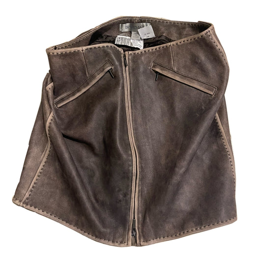 Sportmax Brown Leather Zipper Skirt