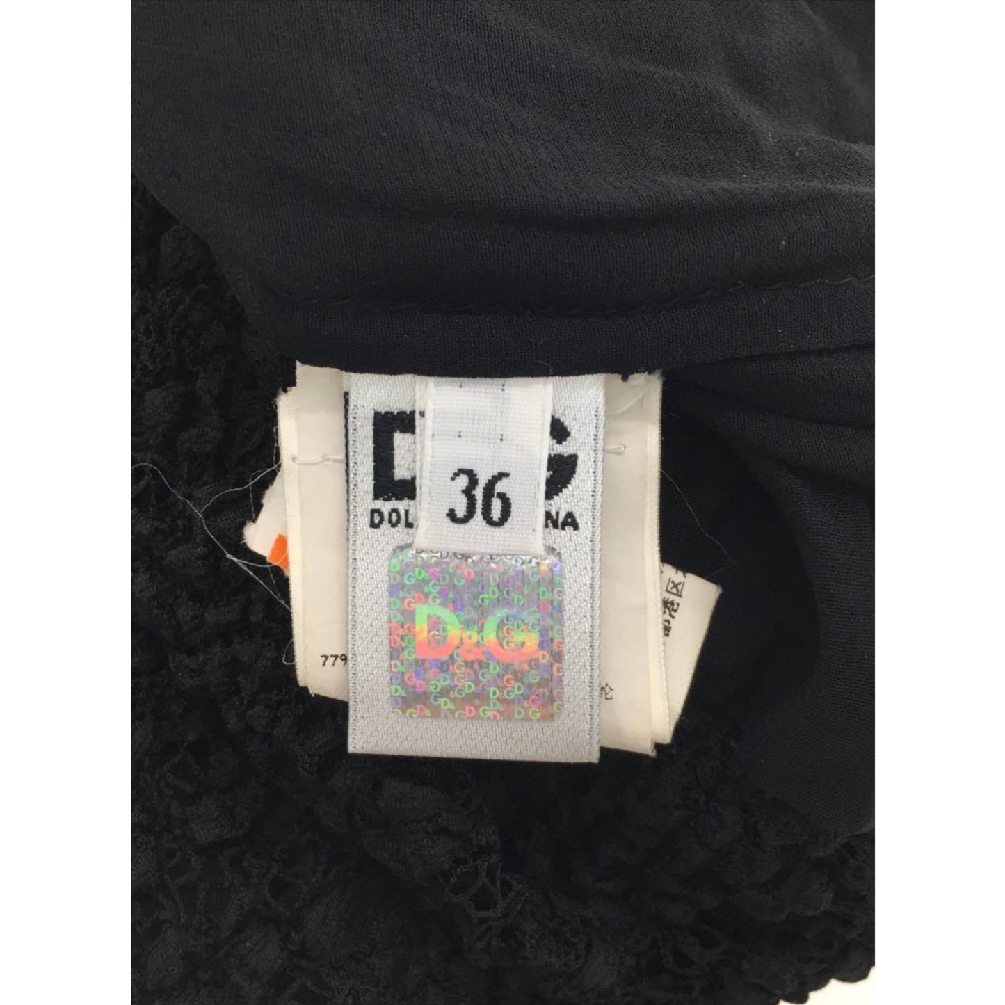 Dolce & Gabbana Lace Crotchet LS Dress Pussybow Neck Tie