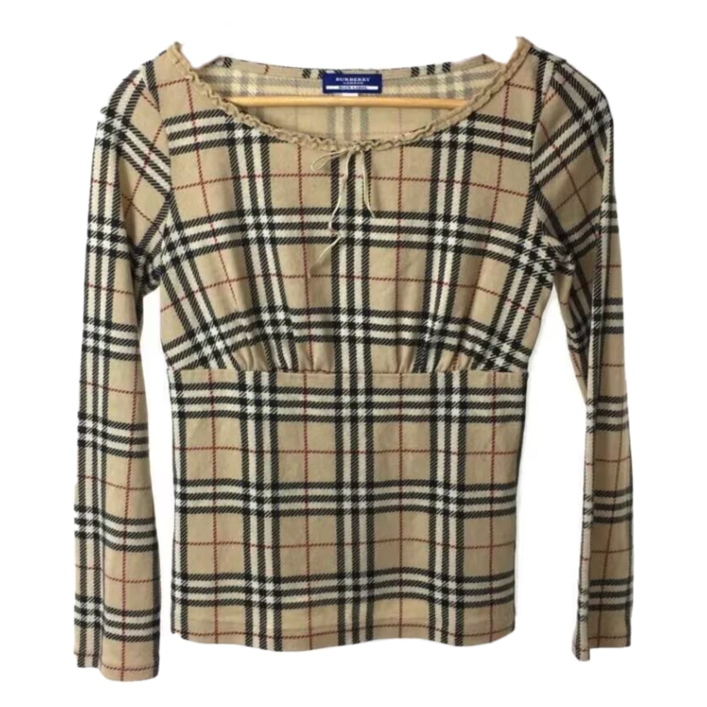 Burberry Blue Label Nova Check LS Scoop Neck Top