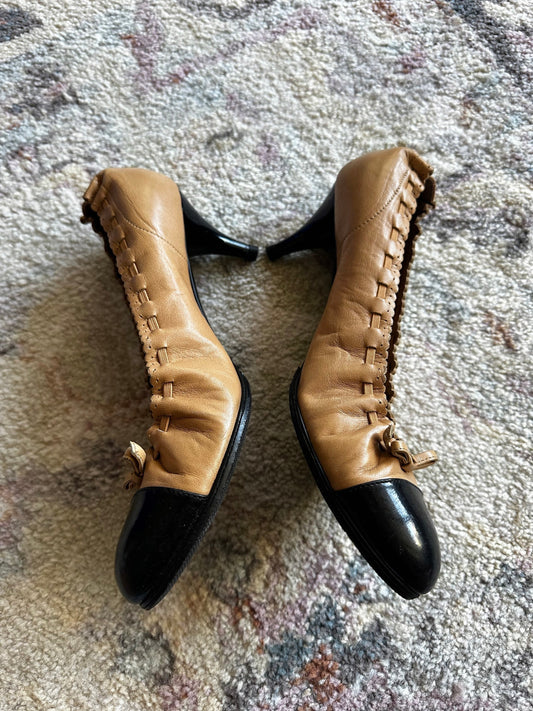 Chanel Two Tone Ballet Flat Heels