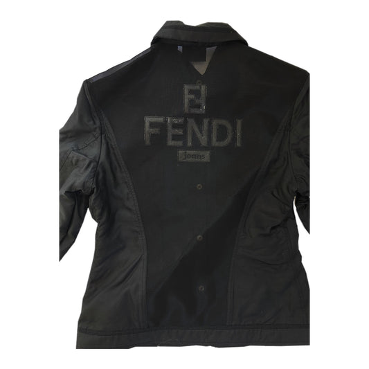 Fendi Nylon Button Down Trucker Jacket W Mesh Logo