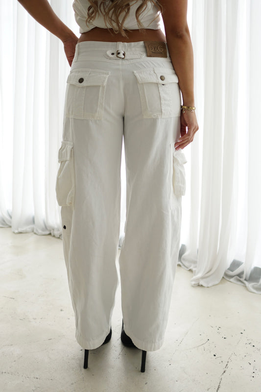 Dolce & Gabbana Cargo Utility Denim Wide Leg Pants