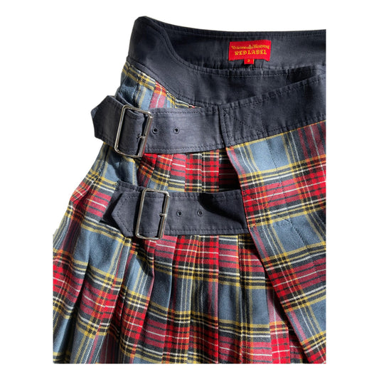 Vivienne Westwood Red Label Checkered Pleated Buckle Mini Skirt