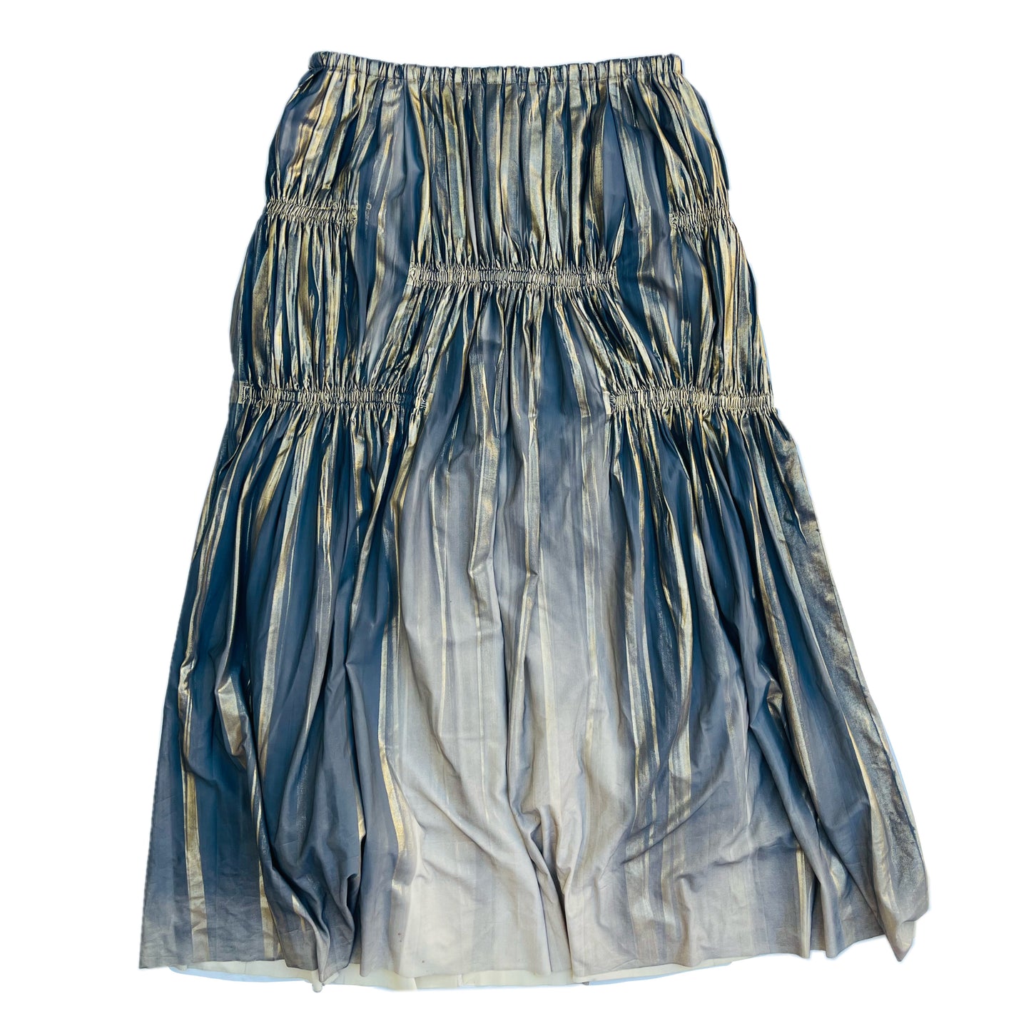 Issey Miyake Metallic Pleated Ruched Skirt