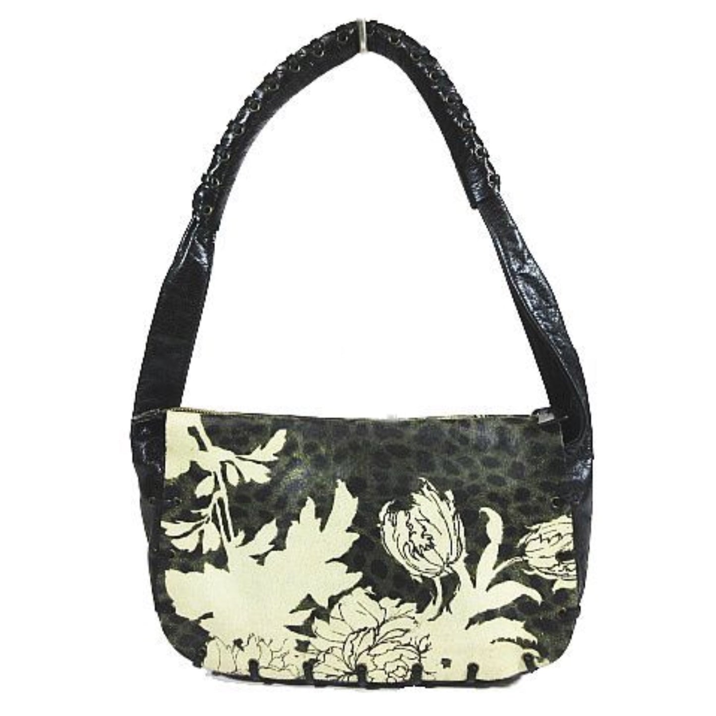 Roberto Cavalli Leather Floral Print Handbag