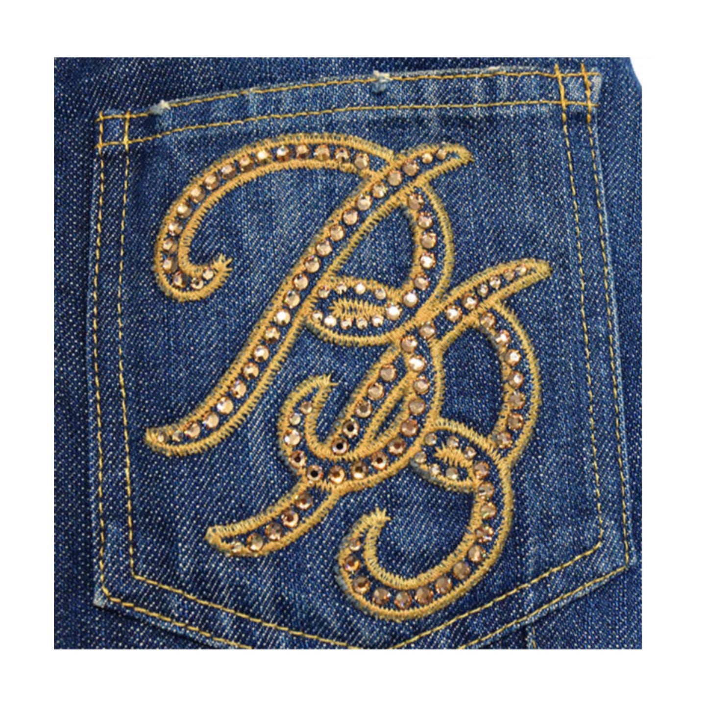 Blumarine Fur Collar Diamante Logo Pocket Zip Denim Jacket